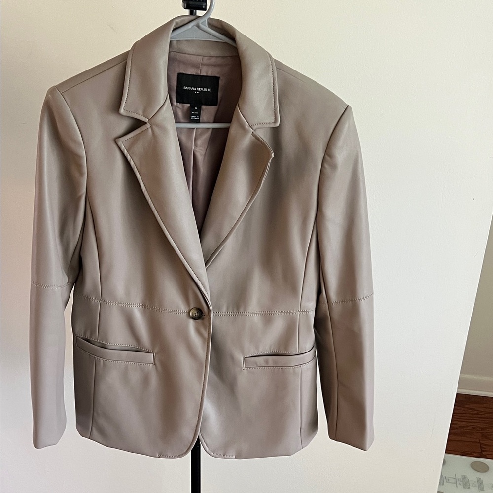 Banana Republic Women's Taupe Leather Blazer